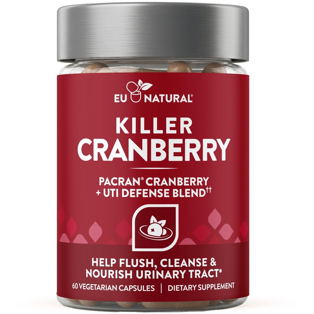 10-In-1 Killer Cranberry Pills for Women - UTI Defense Blend with Pacran Cranberry - 10 Ingredient Urinary Tract Supplement - Turmeric, Milk Thistle, Dandelion, Ginger & More - 60 Fast-Acting Capsules