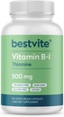 BestVite Vitamin B-1 (Thiamin) 500mg (120 Vegetarian Capsules) - Tidak ada Stearat - Vegan - tidak ada Kalsium Karbonate - non GMO - Gluten Bebas - tanpa Silicon Dioksida