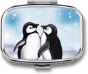 Jag älskar Penguins Square Pill Box, 2 Compartment Decorative Pocket Pill Box för ficka eller väska Portable Mini Travel Medicine Tablet Vitamin Holder Organizer Pill Case