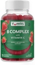 B Gummies complexo con vitamina C - gran sabor 1 por día de soporte de enerxía e sistema nervioso para adultos - Vegan, Kosher, non GMO Vitamin B Complex Gummies con B12, B6, Niacina e ácido fólico - 70 Conde