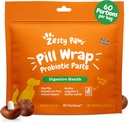 Zesty Paws Pill Wrap Probiotikas pasta suņiem - Imūnās un gremošanas sistēmas atbalsts - Baccon Flavor - ar DE111 Bacillus subtilis - Kabatas Jebkuras tabletes un kapsulas Jūsu sunim - 4.2oz - 60