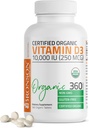 Bronson Vitamina D3 10,000 UI (250 mcg) Certified Organic High Potency Non-GMO Vitamina D Suplemento, 360 Tablets