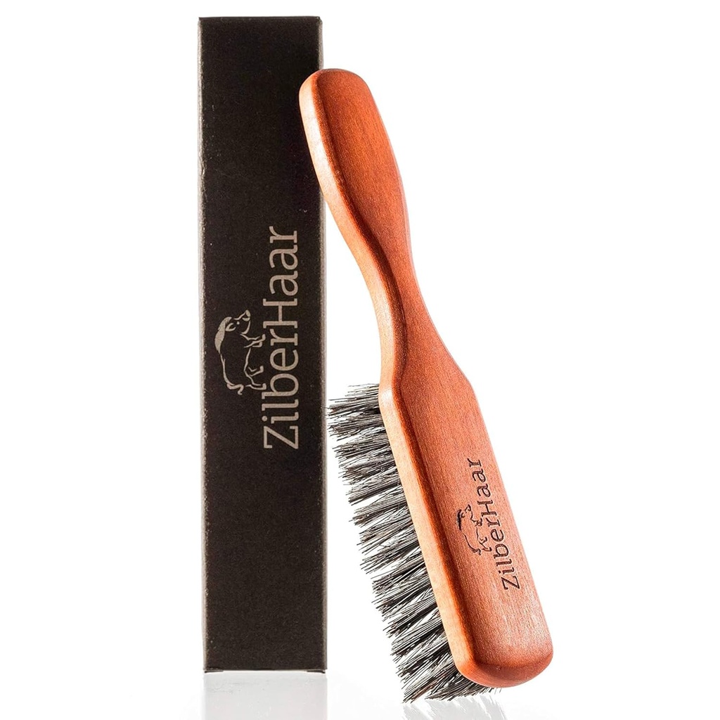 ZilberHaar Daxili Ayıd Fırça - Soft Boar Bristles - Kişilər üçün Beard daşılaşdırma fırçası - Düzləşdirilmiş və Saklıqlıq inkişaf - Beard Oils və Balms ilə işləyir - Sakal qaydaları üçün Essential -