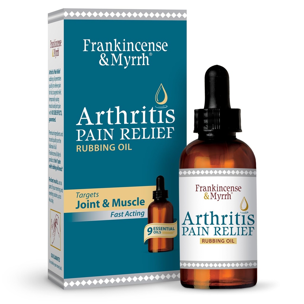 Frankincense & Myrrh Arthritis Pain Relief Rubbing Oil – Arthritis Pain Reliever with Frankincense Essential Oil for Sciatica, Lower Back, Neck, Hands, Knees, Joints and Shoulders, 2 fl.oz. - 1 Pack