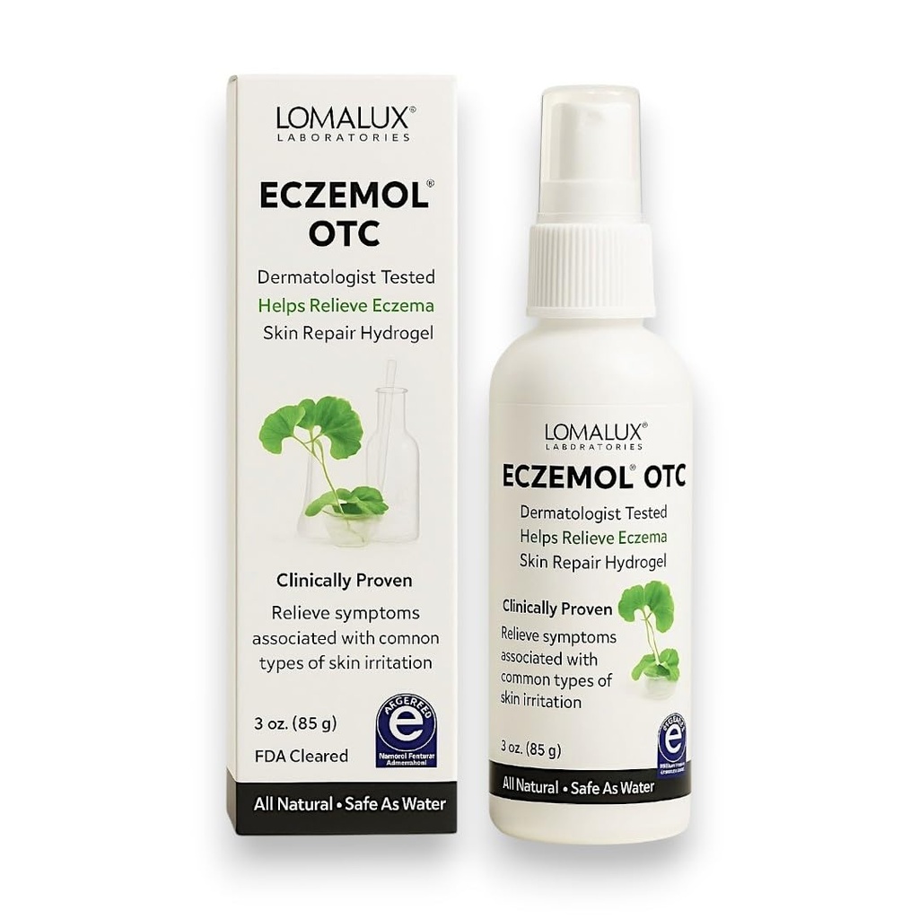 Loma Lux New Eczemol OTC Spray Natural & No Sting Hypochlorous for Eczema, Wounds, Burns, Cuts, Skin Irritation, Radiation Dermatitis, Sunburn, Itchy Skin, for Kids & Adults