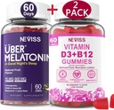 NEVISS Melatonin + Вітамін D3 & B12 Gummies, Vegan, 2+2=4 Пакет