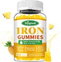 Illies de Ferro per a Dones i homes - Vegan Iron suplementaris per Ademia i Iron Defícia, amb Vitamina B12, Vitamina C, Zinc, Funatela - Energia Boond, Sugar-Free, Pinya Flavor, 60 comte
