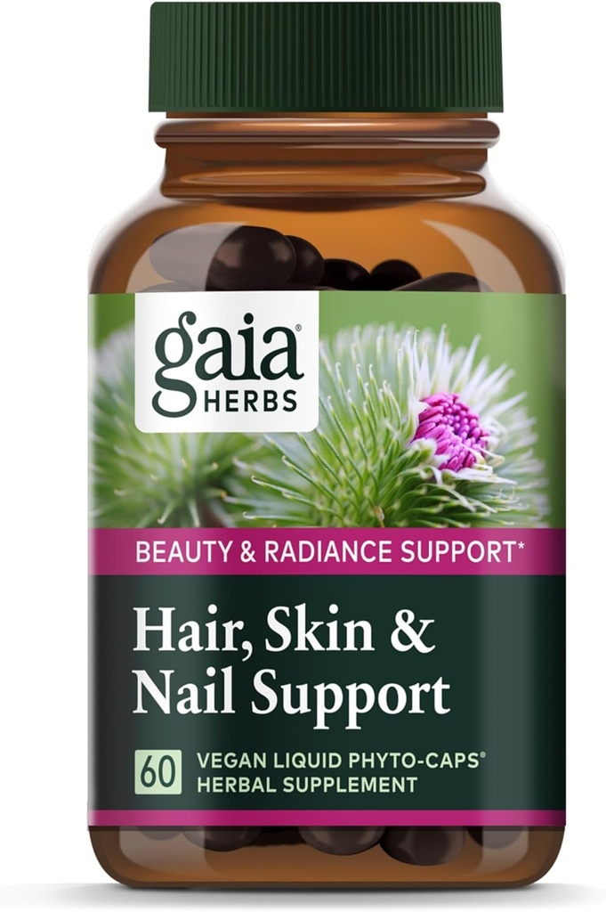 Gaia Herbs Hair, Skin & Nail Support - Ajuda a promover a pele saudável, crescimento do cabelo & crescimento de unhas - com rabo de cavalo, Alfalfa, Burdock, Gotu Kola & Nettle - 60 Vegan líquido Phyto-Capsules (15-Dia de fornecimento)