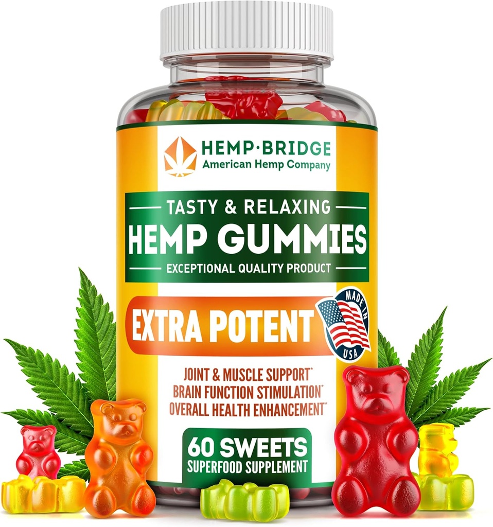 hemp Gummies - Made in USA - אומגה 3 תוספת שמן קנבוס - מסטיק פירות עבור מפרקים, שרירים, להירגע, Calm, שינה, עור וציפורים