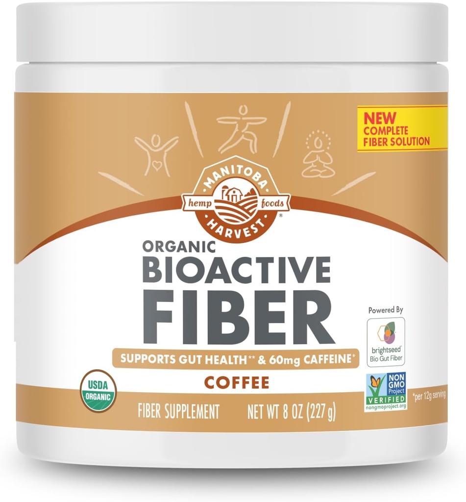 Manitoba Harvest Organic BioActive Fiber Addition with 6g Fiber per Serving, Digive Hemp & Psyllium Husk Powder, Non- GMO, Vegan and Kosher, 8oz, Coffee