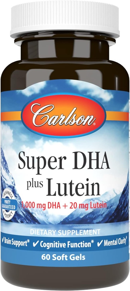Carlson - Super DHA Plus Lutein, 1000 mg DHA + 20 mg Lutein, 60 kapsul