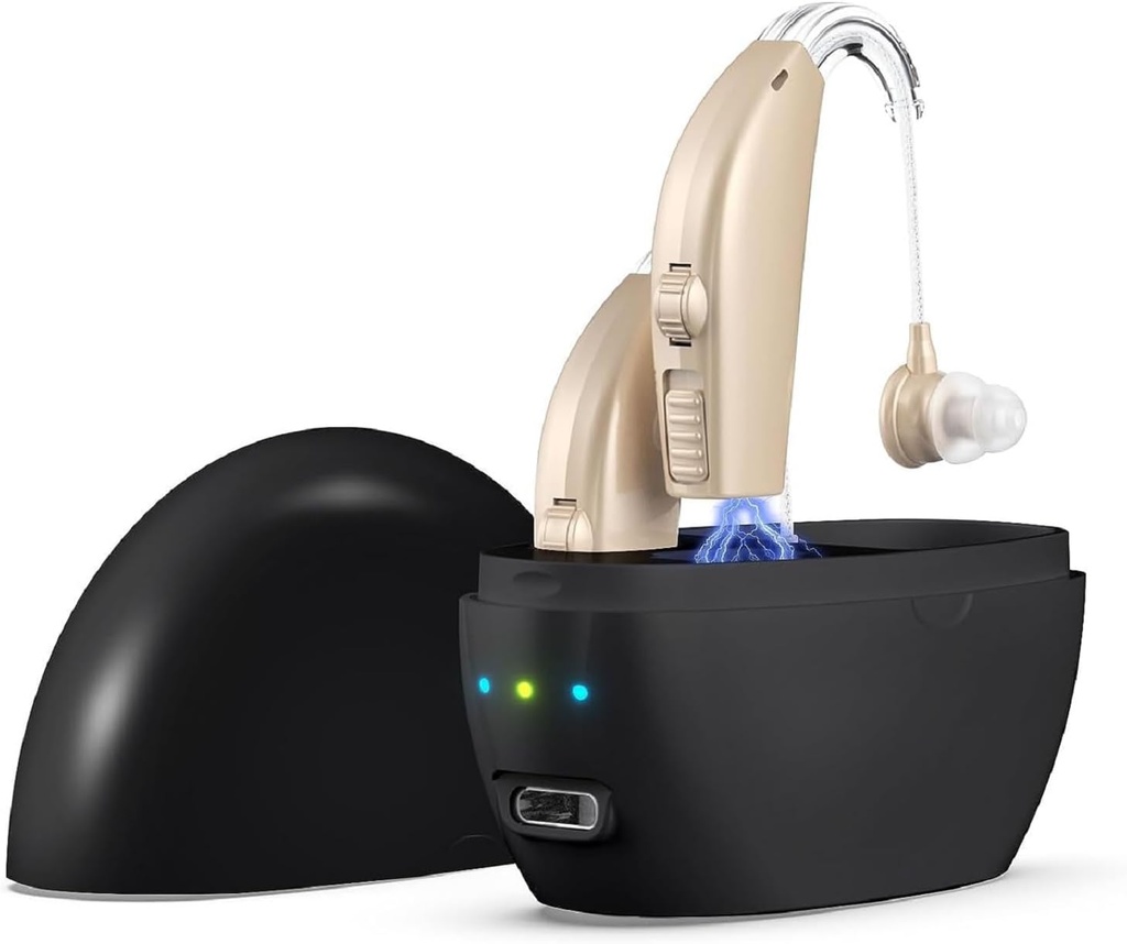 Kullre Aid Hearing Aid, Aid Hearing Aid for Seniors with Noise Cancelling and Volume Control, Rechared Hearing Aid Aid for Hearing Loss with Charging Case
