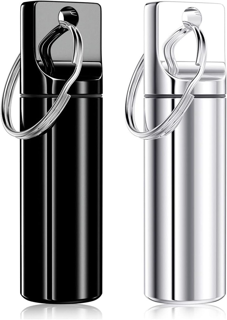 Nipichsha pillerin haltija Keychain, Kannettava pilleri laatikko laukku, pieni tasku matka tabletti Organizer tapauksessa Keychain, vedenpitävä metallitabletti lääkepullo matkustaa, musta & hopea