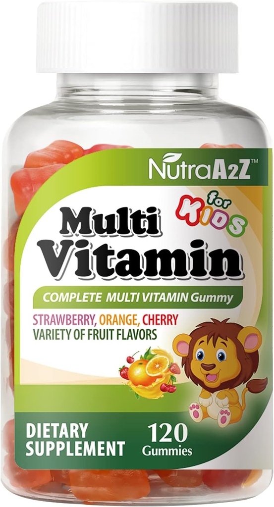 Multi Vitamīni bērniem - 120 Skaits Diētiskais Papildinājums -Variety Flavors Fruty Deliciousness - Vitamīni A, B6, B12, C, D un E, Cinka, Folijskābe, Biotīns, Jods, Holīns un kalcijs