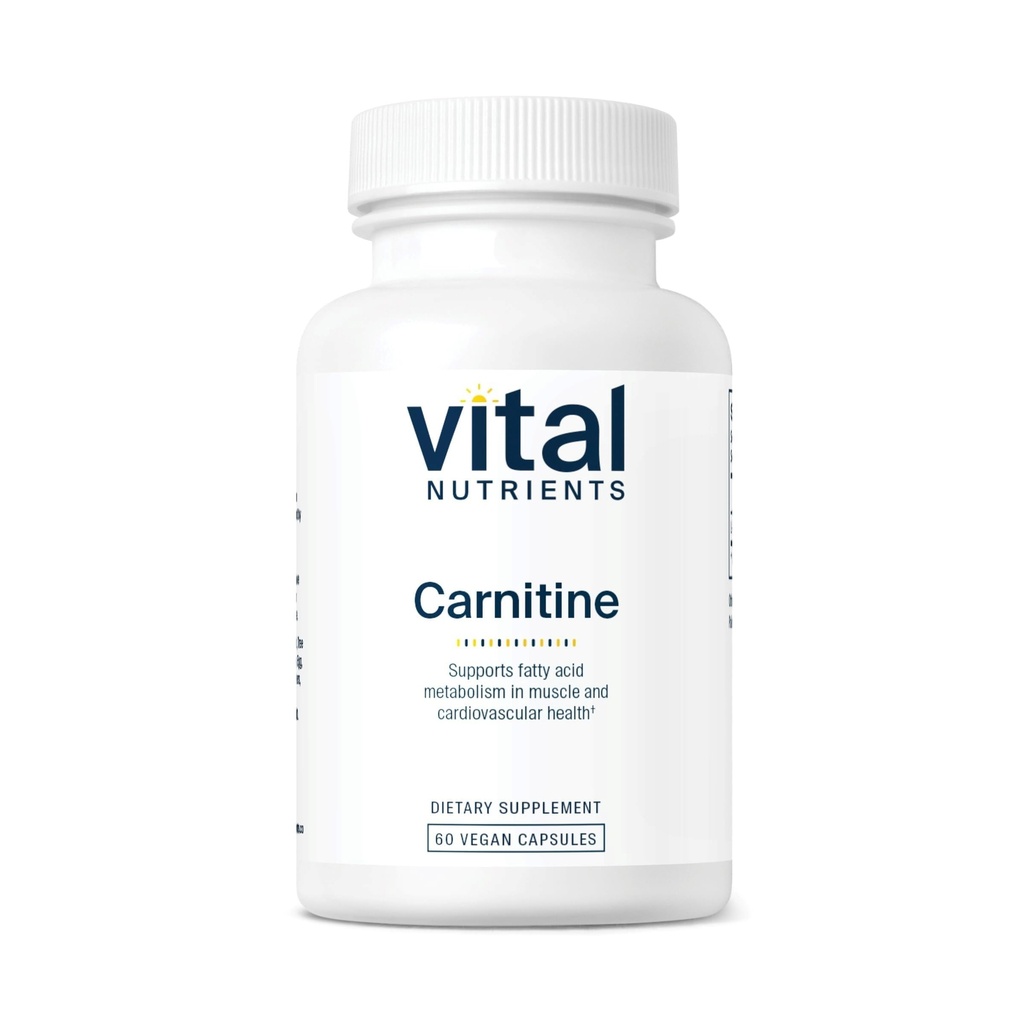 Vital Nutrients Carnitine 500mg - L-Carnitine Supplement for Heart Health Support - Vegan Energy Support Supplement - Gluten, Dairy, Soy Free - Non-GMO - 60 Capsules