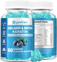 Biotin Gummies 15000mcg med Collagen för vuxna kvinnor och män - hår, hud och naglar Gummies med Biotin - Collagen för kvinna - Vegan, icke-GMO, hår vitaminer - 60 greve, 1 Pack