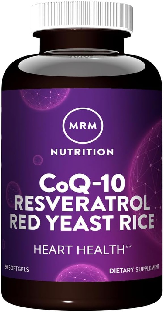 MRM Nutrición CoQ-10 Resveratrol Arroz de lévedo vermello | Apoia a saúde cardiovascular e cardíaca | sen glute | Non-GMO | 30 Softgels
