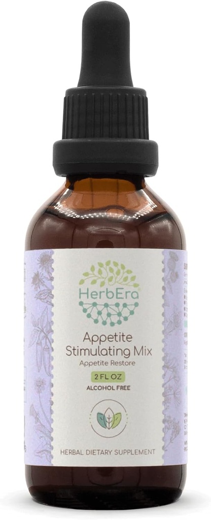 Appetite Stimulating Mix B60 Alcohol-Free Extract Tincture,Concentrated Liquid Drops Natural Burdock Root, Centaury, Fennel Seed, Cayenne Pepper, Dandelion, Blessed Thistle, Appetite Restore 2 Fl Oz