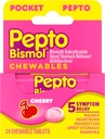 Pepto Bismol Taschen Kautabletten für Übelkeit, Sodbrennen, Verdauung, Upset Stomach und Durchfall - 5 Symptom Fast Relief, Cherry Flavor 24 ct