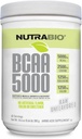 NutraBio BCAA 5000 Pulver - Fermenterad broschad kedja Aminosyror för muskeltillväxt och återhämtning - Naturliga smaker, sötningsmedel och färgning, Vegan, Glutenfri - Osmakad, 60 portioner