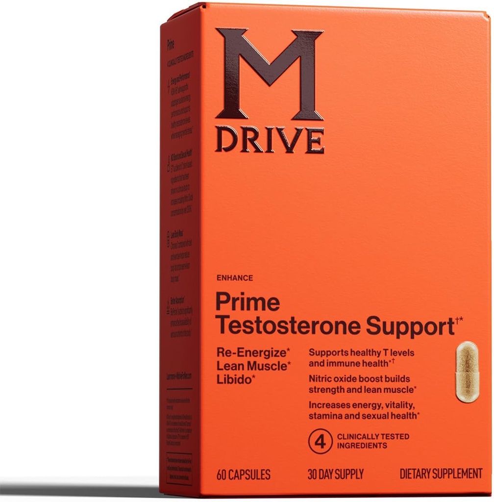 Mdrive Prime - Vīriešu T-atbalsta papildinājums, Max Enerģija, Focus & Lean Muscle, KSM-66 Ashwagandha, S7 Slāpekļa oksīda pastiprinātājs, Bioperīns un DHEA,30 Kalpo 60 grāfs
