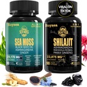 Suplemen Geluo Superfood Bundle - 90 Count Sea Moss Capsules (Sea Moss, Black Seed Oil) & 90 Count Pure Shilajit Capsules (Shilajit, Ashwagandha) -1 Pack