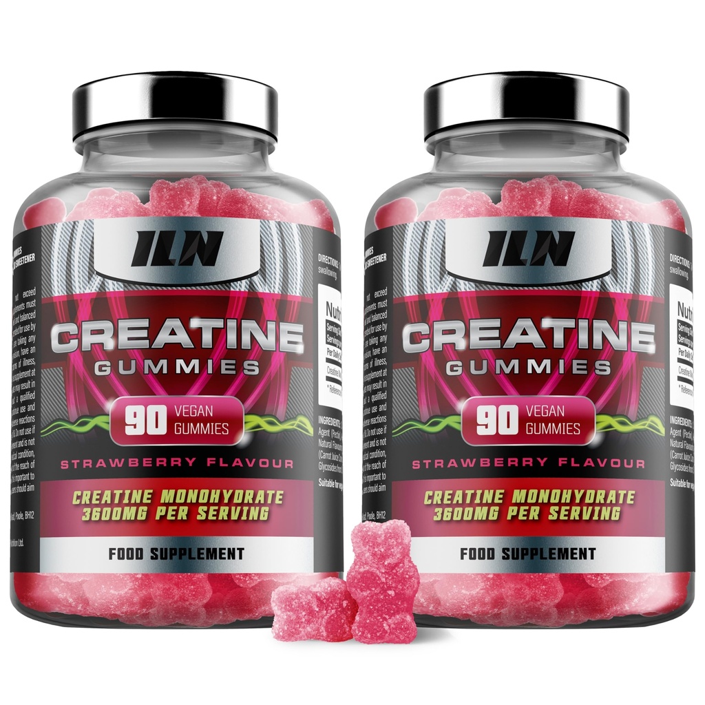 Creatine Monohydrate Gummies – 3600mg Strawberry Flavor – 180 Gummies
