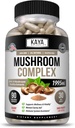 Kaya Naturals Premium Mushroom Complex Potent 1995mg Per Servering – Wellness Support – Ikke-GMO & Glutenfri – 90 kapsler