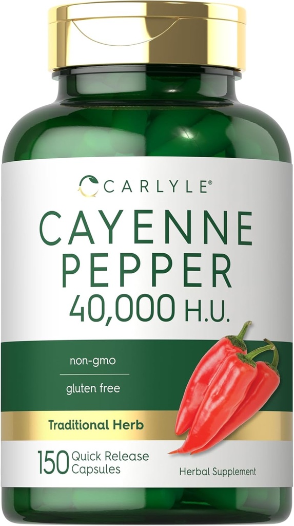 Carlyle Cayenne Pfeffer Kapseln | 40.000 HU | Non-GMO und glutenfreie Ergänzung