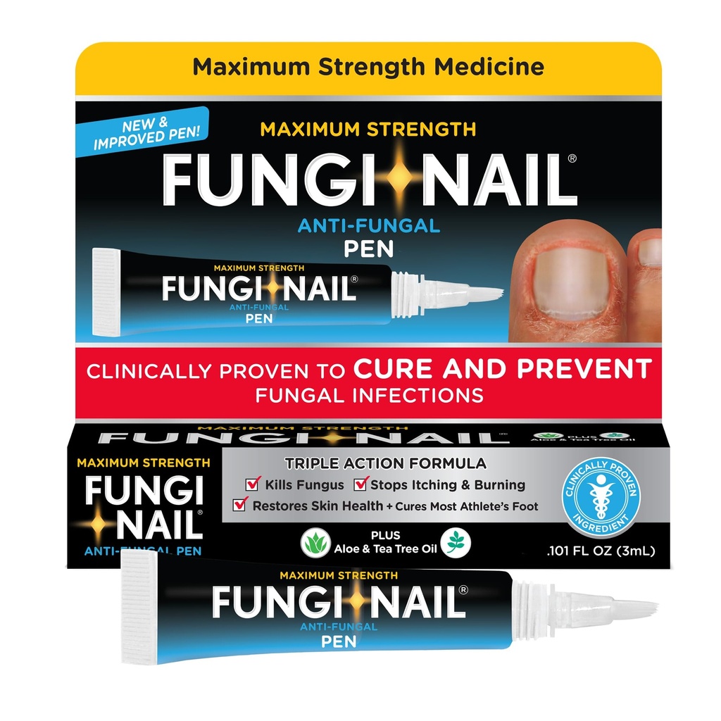 Fungi-Nail Pen Applicator Anti-Fungal Solution, Kills Fungus That Can Lead to Nail & Athlete’s Foot with Tolnaftate & Clinically Proven to Cure and Prevent Fungal Infections, 0.101 Fl Oz (Pack of 1)