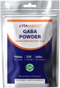 Vitamatic Gamma Aminobutyric Acid Powder 750 mg per Serving - 250 Grams - also calleded GABA - 333 Servings