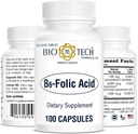 Bio-Tech Pharmacal B6-Ácido Fólico, 100 Cápsulas – Suplemento All-Natural – Suporta Saúde Cardiovascular, Óssea e do Sistema Nervoso – Sem Lacticínios, Peixe, Glúten, Amendoim, Shellfish, Halal, & Soy – No