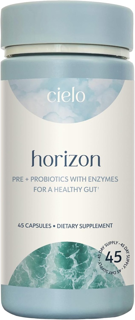 Prebióticos Cielo Daily Horizon - Probióticos para Hombres y Mujeres - Probióticos diarios 20 Billones CFU para Adultos Gut Health - Contiene Enzimas Digestivos Blend para la Digestión de Nutrientes (45 Day Supply)