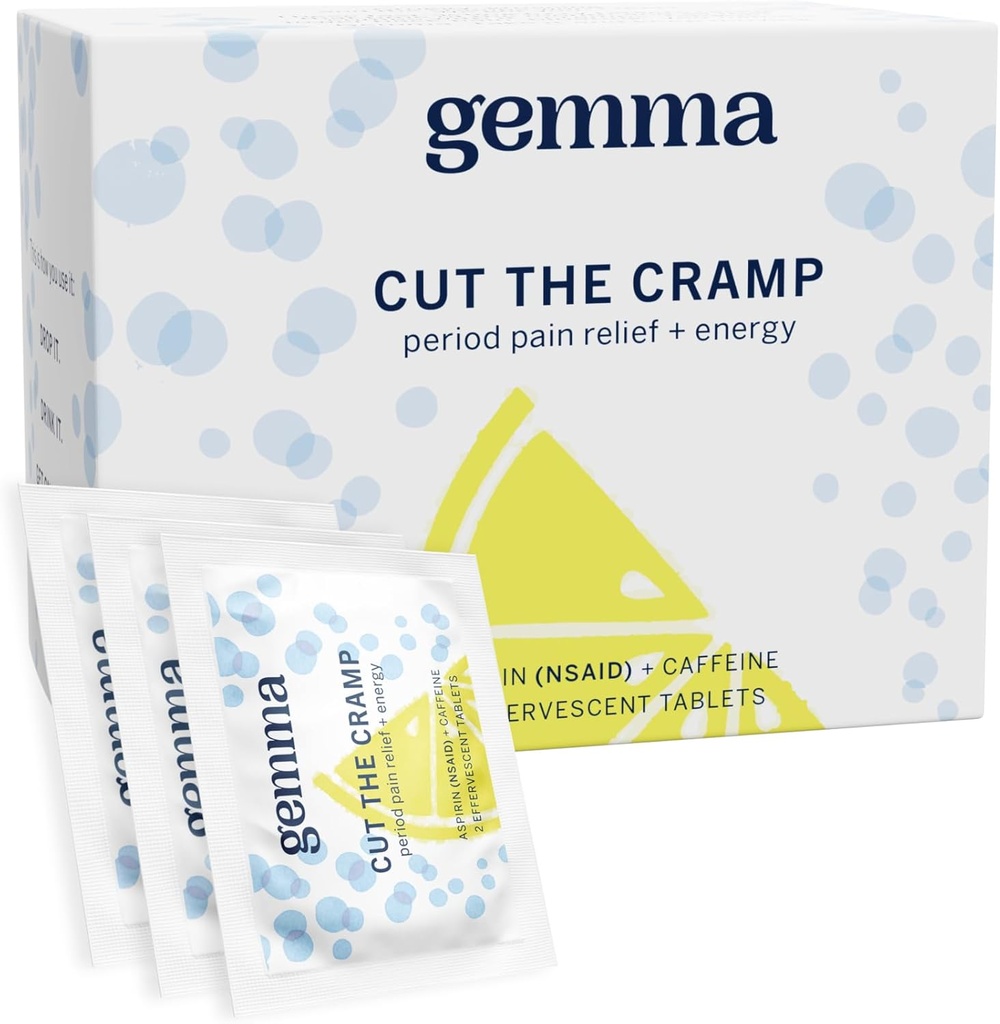 Gemma Cut The Cramp - Menstrual Cramp & period Dolore - Multi-Symptom La fórmula Tracta als Menstrual Cramps, Fatiro, Blogue, en 15 minuts
