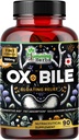Humming Herbs Ox Bile with Digetical Enzymes & Pre / Progories 90 Veg Caps Cholic Acid, Inulin, Betaine HCI, Peppermint, Bromelain Healthy Dibuffic & NUtrient Absorpsi
