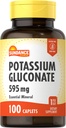 Sundance Potasium Gluconate 595mg | 100 เคานต์ | |  Essential  Essential natural Meinal supplement |irian, Not-Gmo, และสูตรอิสระ Gluten