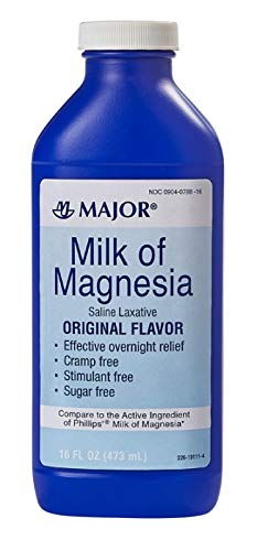 MAJOR Milk of Magnesia Saline Laxative - Original Flavor - Effective Overnight Relief - Stimulant-Free, Sugar-Free - 16 Fl Oz