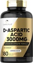 Carlyle D Aspartic Acid Capsules 3000mg | 180 Count | DAA Supplement for Men and Women | Advanced Athlete Formula | Non-GMO & Gluten Free