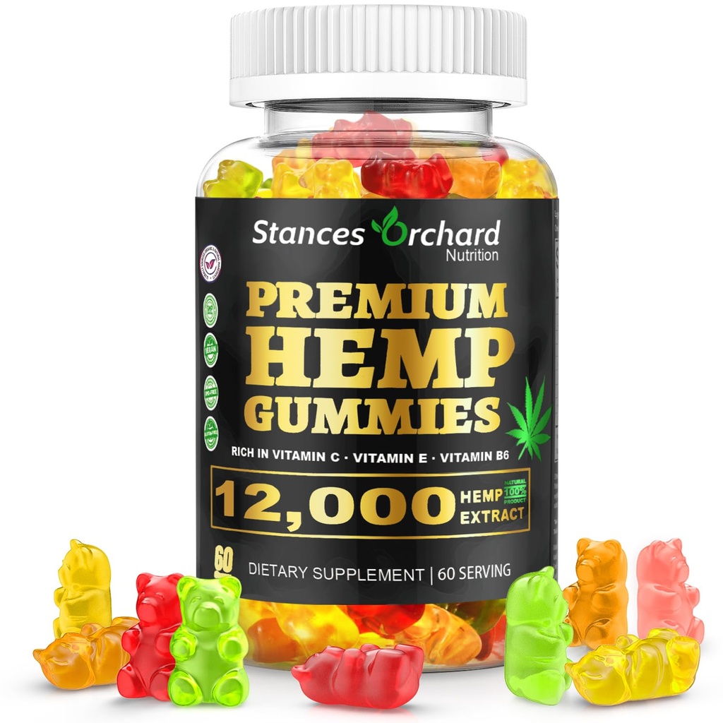 Hemp Gummies Advanced Extra Strength - High Potency Hemp Gummy for Adults Relaxation - Natural, Organic, Sugar Free, Vegan, Fruity Edibles - 60 Count, 2-Month Supply