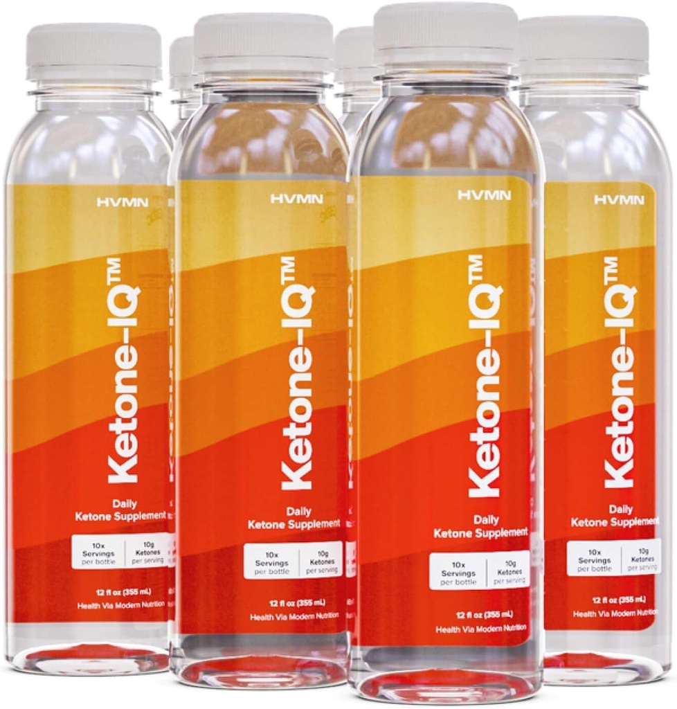 Ketone-IQ - Obtenha seu combustível de Ketones. Sem açúcar, sem sal, sem cafeína. 60 Servimentos de cetonas potável para elevar rapidamente os níveis de cetona. Nova Formulação & Melhorada! (6 ct)