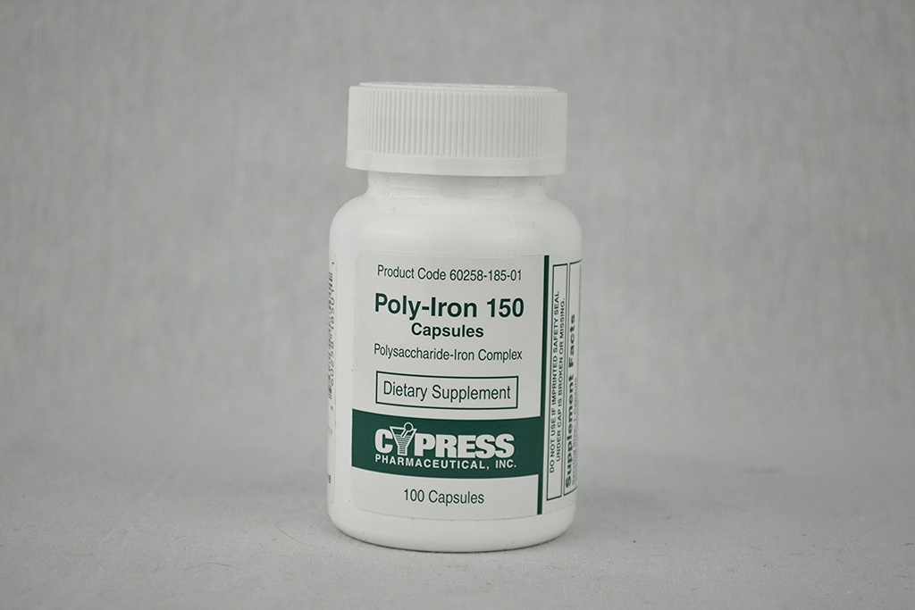 Cypress Poly-Iron 100 Caps Compares to Niferex 150Mg - Box of 100 - Model 185-01 [Health and Beauty]