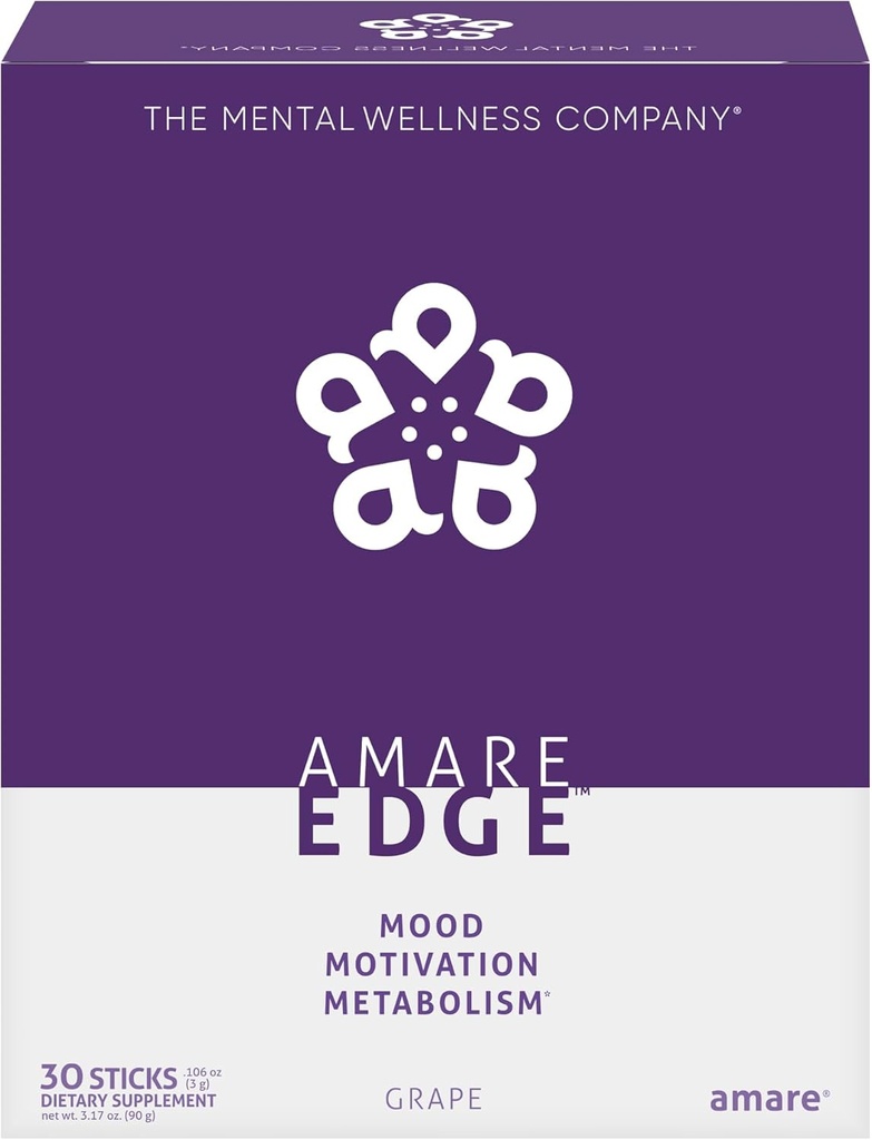 Amare Edge ™ Plant baseret Nootrop Powder Drikke til Endurance og Motivation, Grape, 30 Servering