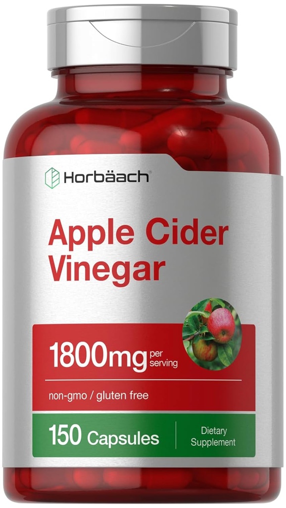 Horbäach Apple Cider Vinegar Capsules  1800mg 150 Pills không-GMO, Gluten free phụ