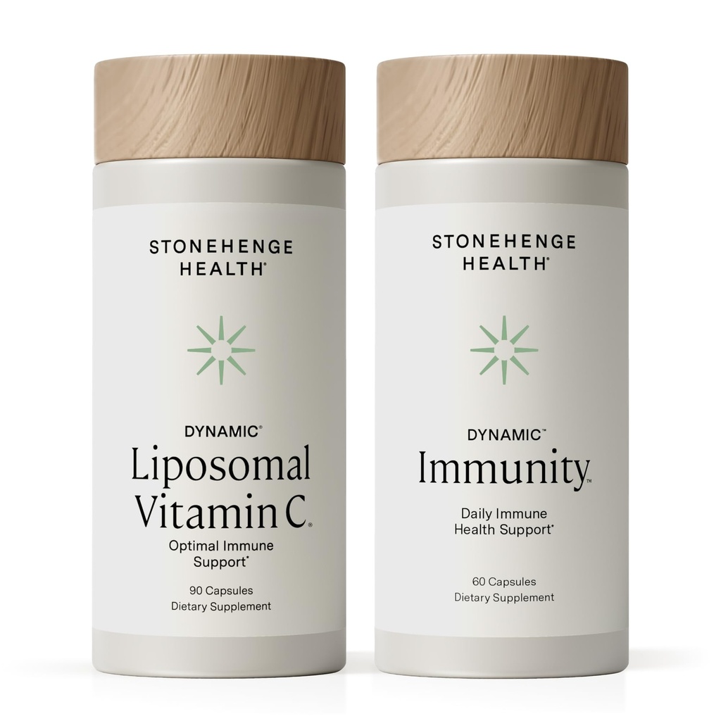 Stonehenge Health Dynamic Liposomal Vitamin C + Dynamic Immunity Bundle Supplements to Support Immune System, Collagen Synthesis, and Brain Health