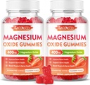 2 Pack Magnesiumoksid Gummies 400 mg, Chewable Magnesium Oxid Supplement for voksne og barn, Nerve & Muskel støtte, Ikke-GMO, Sukker-fri, Jordbær Flavor, 120 greve