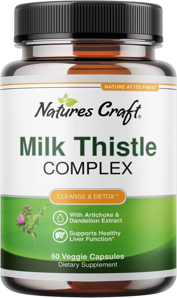 Support of Liver Milk Thistle Supplement for Liver Cleanse Detox & Repair - Advanced Milk Thistle and Dandelion Root Supplement with Artichock Extract - Dandelion Capsules for Detox - 60 Ct