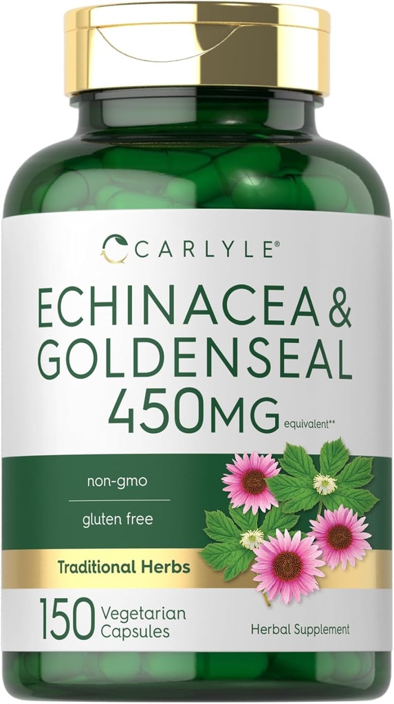 Carlyle Echinacea Cápsulas Goldenseal | 150 Conde | Vegetarian, Non-GMO, Gluten Free