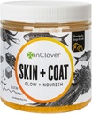 Em Clover Cão Pele e casaco Suplemento, BioRadiant Suplemento Natural para cães, Pele saudável e casaco, Óleo de peixe alternativa usa cenouras, coco, Omega 3's, Biotin e Zinco Soothe Pele