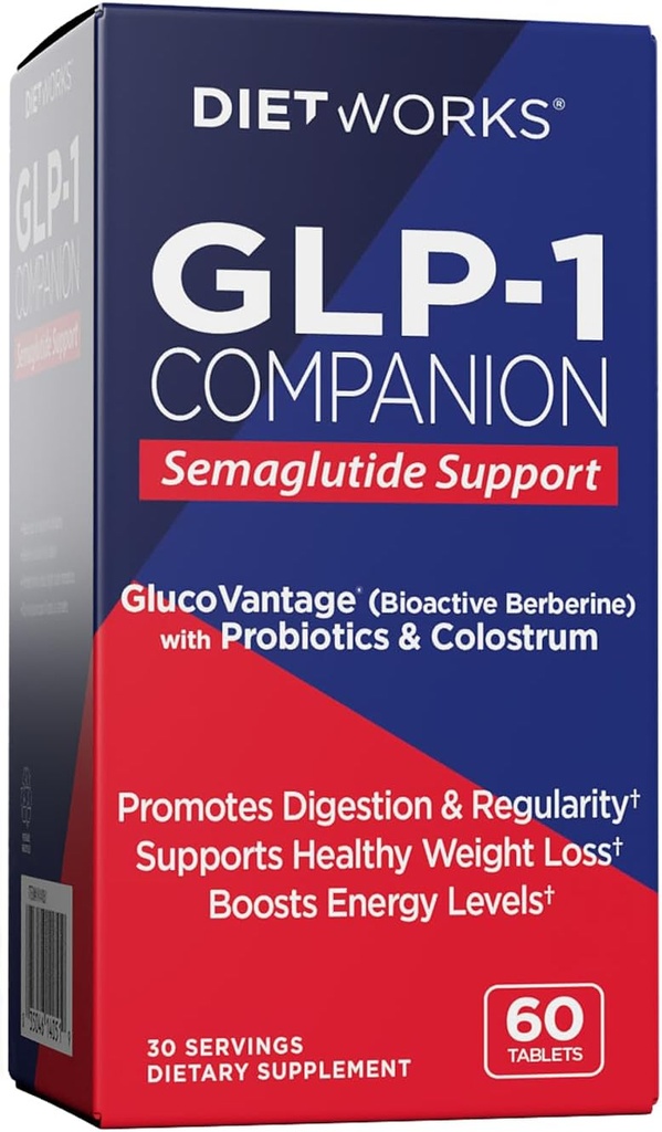 DietWorks GLP1 Companion, Semaglutide Support, Promotes Ditraffic and Regularitas, Boosts Energy Levels, 60 Tablet