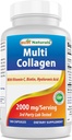 Best Naturals Multi Collagen Pills 2000 מ"ג עבור נשים וגברים - hydrolyzed Collagen Peptides קפסולות עבור שיער עור וציפורים עם סוגים I II III V X, ביוטין, Hyaluronic Acid & ויטמין C C